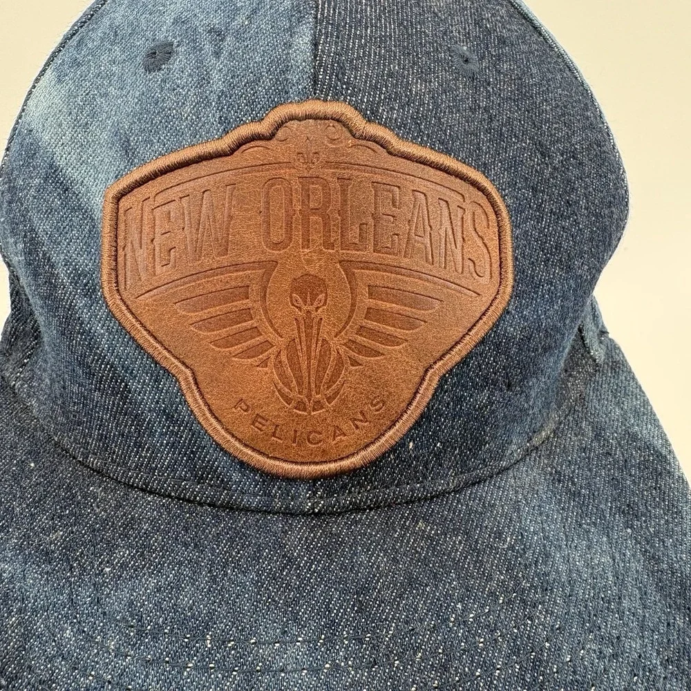 Mitchell & Ness New‎ Orleans Pelicans NBA Denim Leather Patch Snap Back Hat Cap
